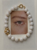 Studio Marea St Tropez Blanc Necklace – Oversized White Bead & Gold Pendant, Handmade, French Riviera