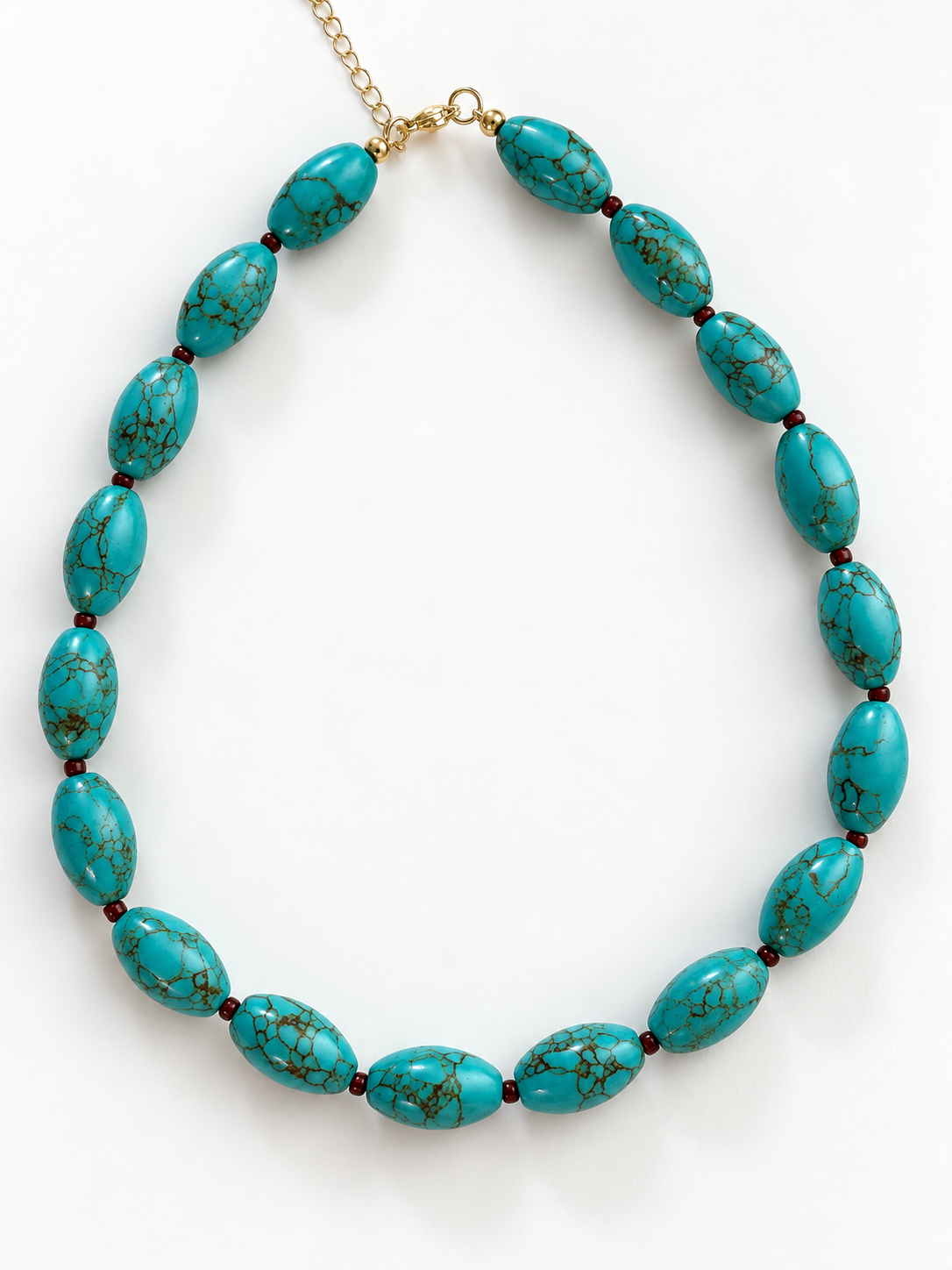 Studio Marea Sedona Necklace – Turquoise Oval Bead & Chocolate Brown Spacer Necklace, Handmade, Adjustable