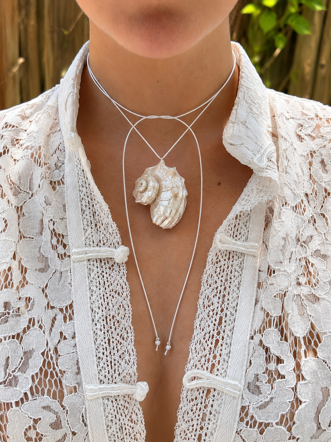 Cassis shell wrap necklace