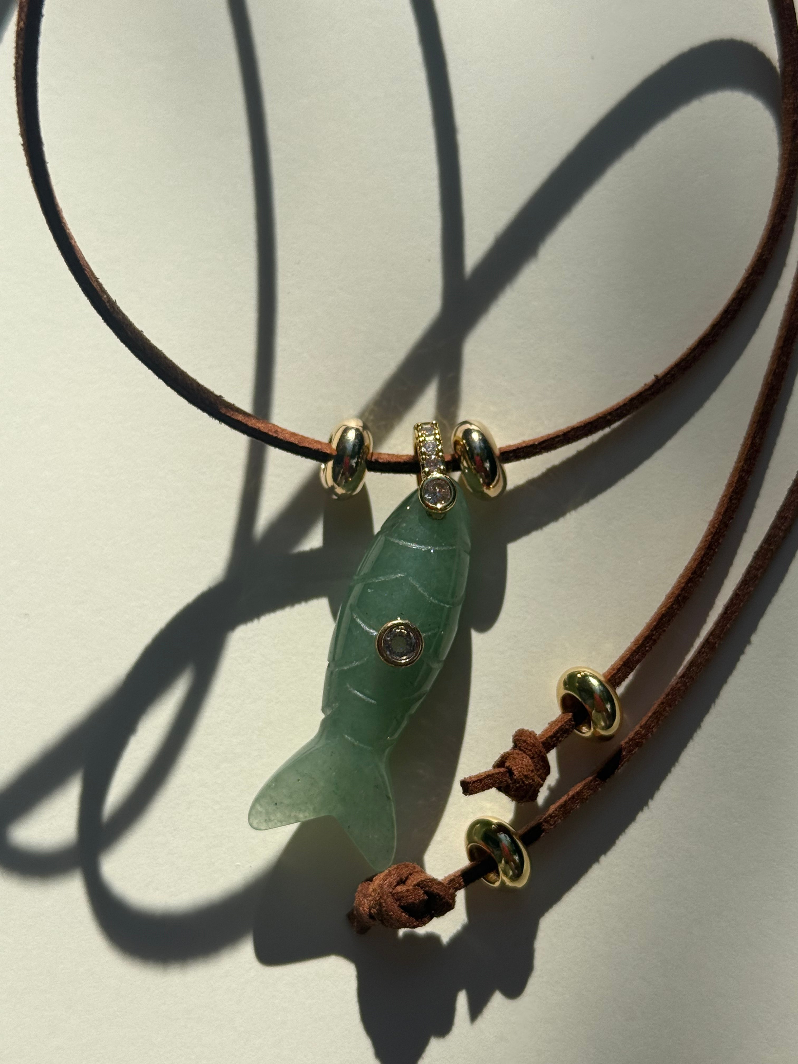 Formentera Verde Fish Wrap Necklace