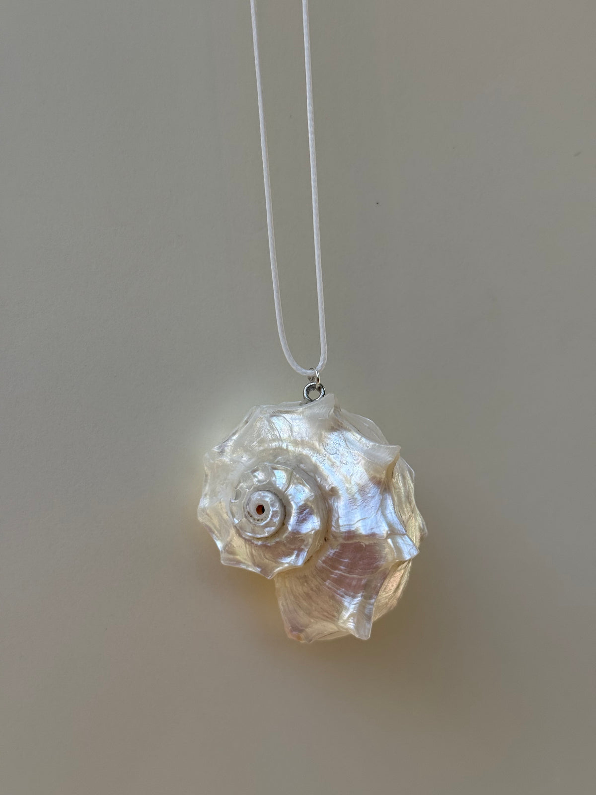 Studio Marea Cassis Shell Wrap Necklace – Natural Shell on White Cord, Adjustable Wrap Design, Handmade
